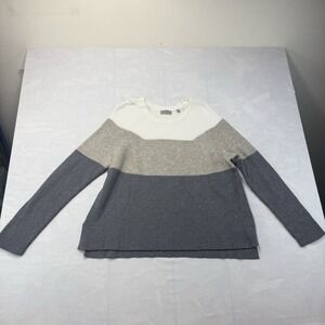 Evolution by Cyrus XL Colorblock Ribbed Sweater Cream Gray